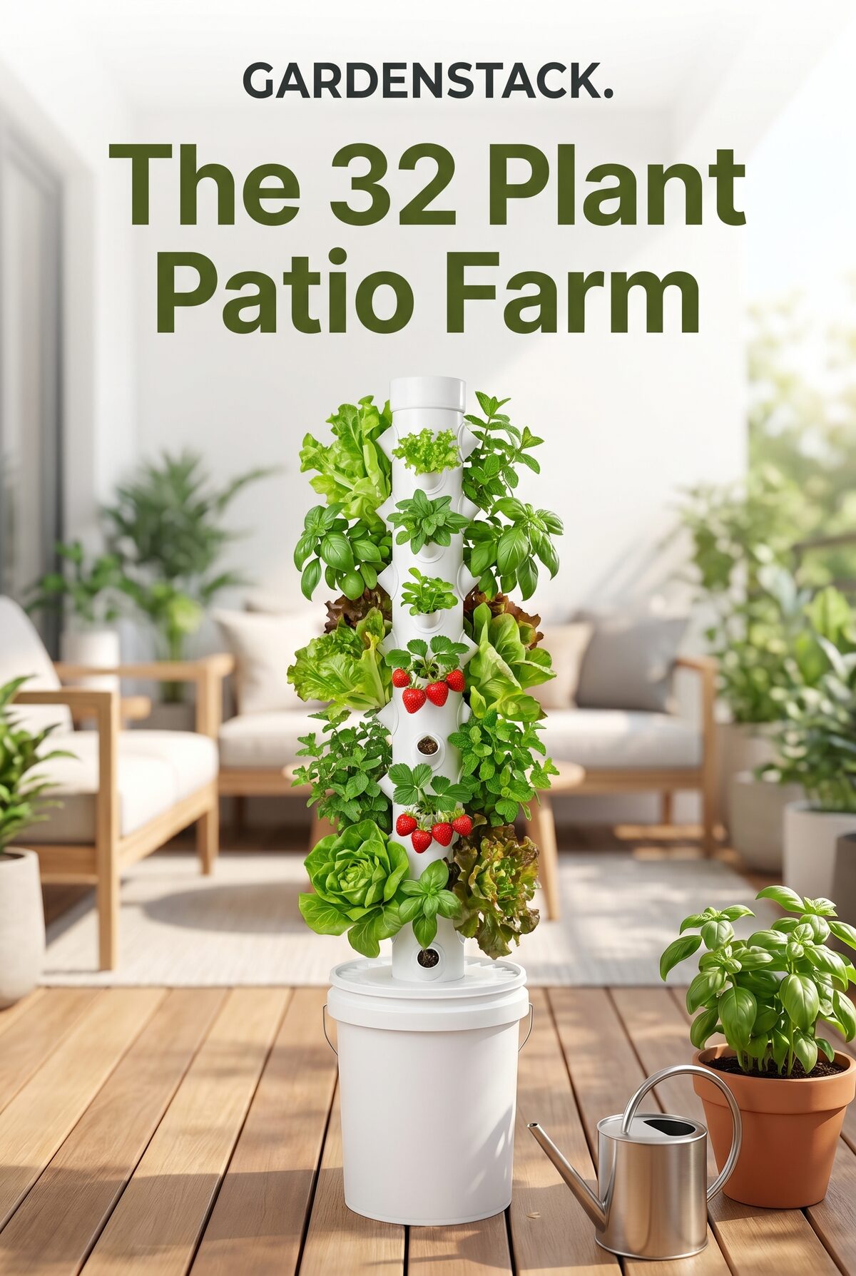 32-pod patio hydroponic tower