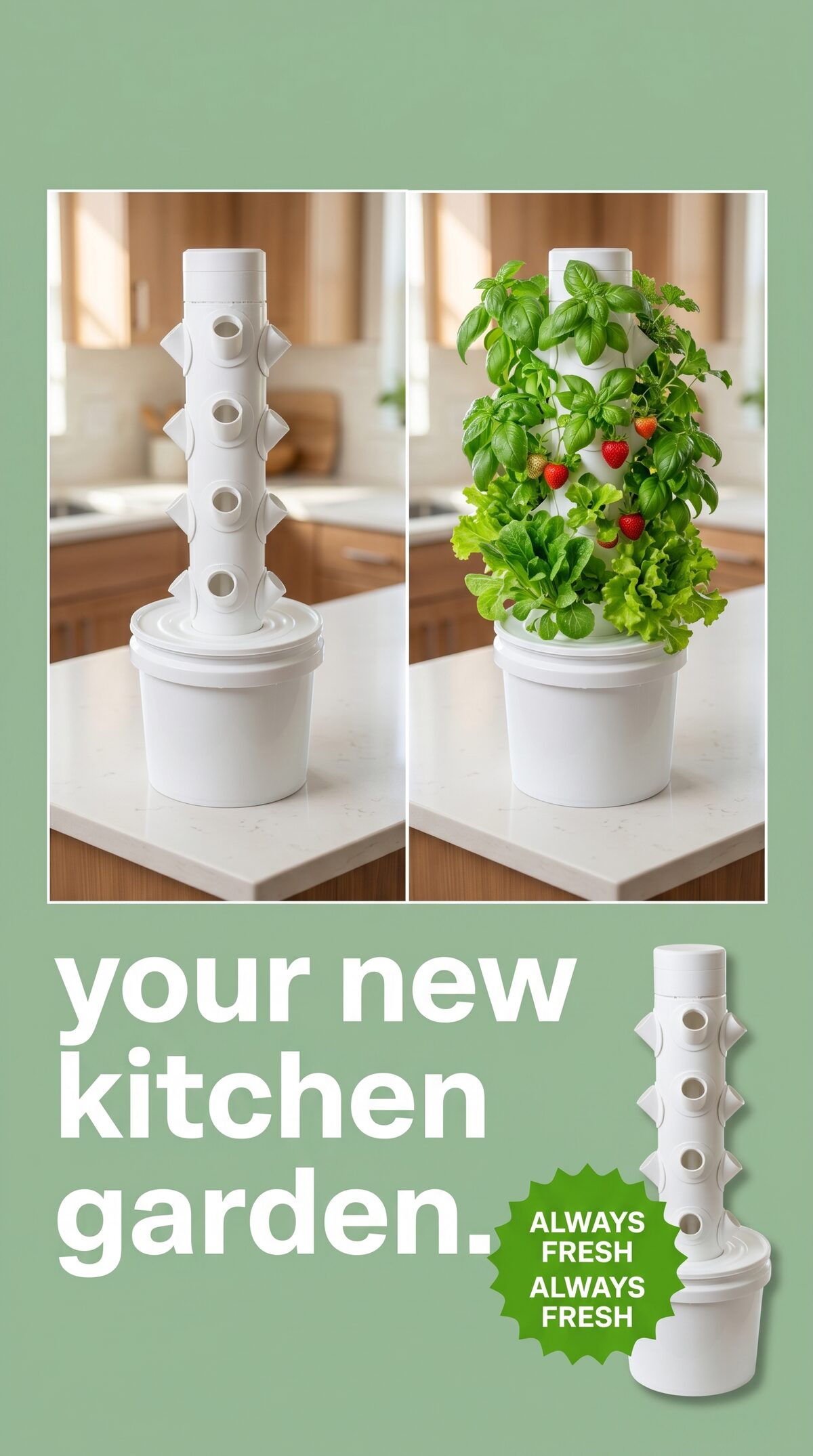 32-pod hydroponic tower studio product photo